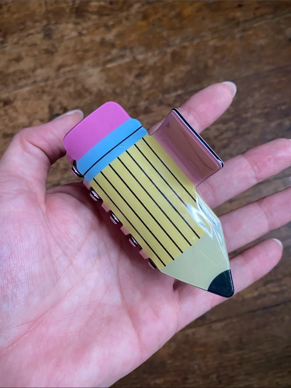 Pencil-Shaped Hair Clip - Yellow, Pink & Blue